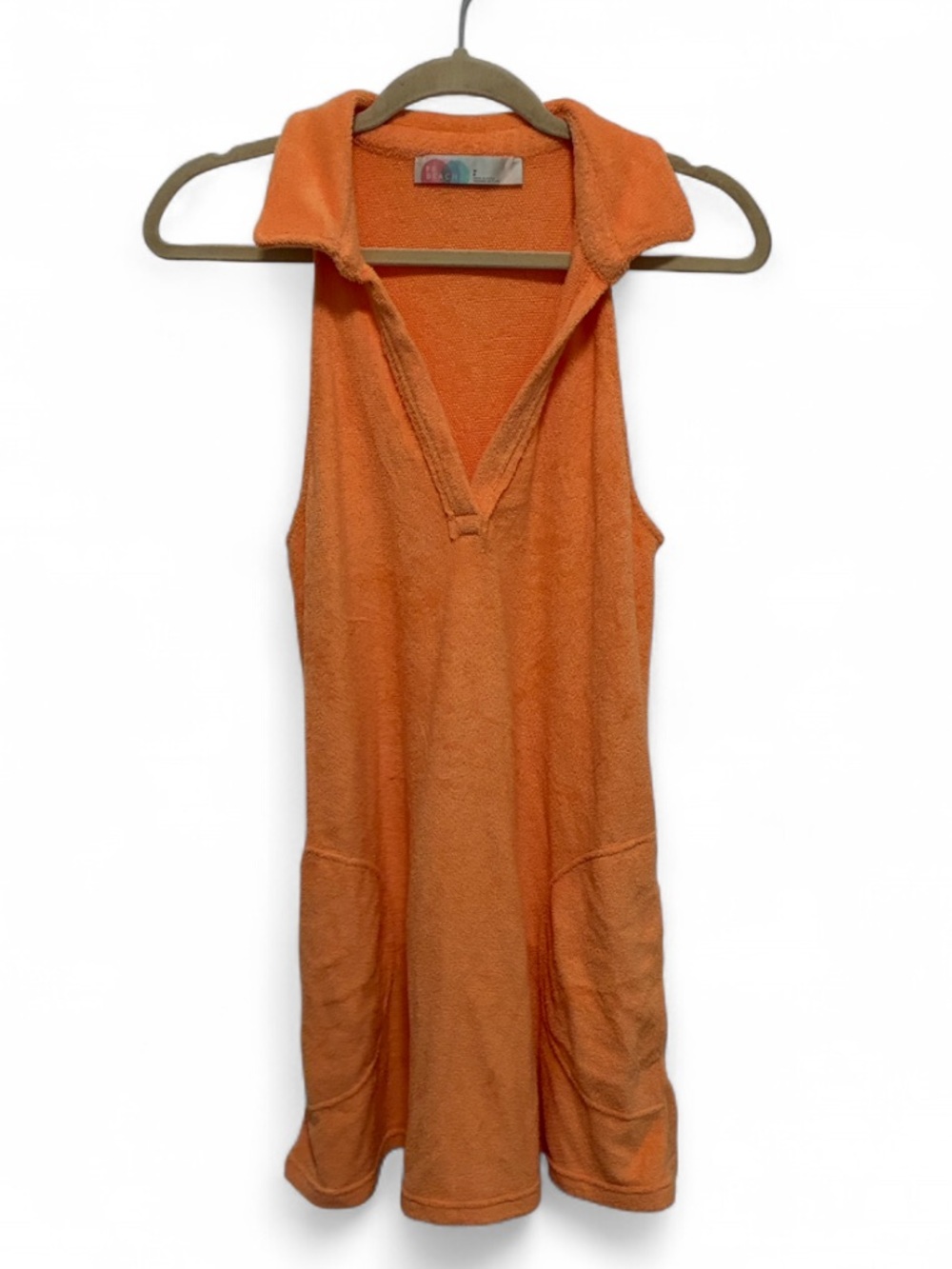 Free People Beach Sleeveless Orange Terry Polo Mini Dress